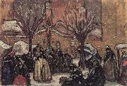 Bela Ivanyi-Grunwald Market of Kecskemet in Winter oil painting